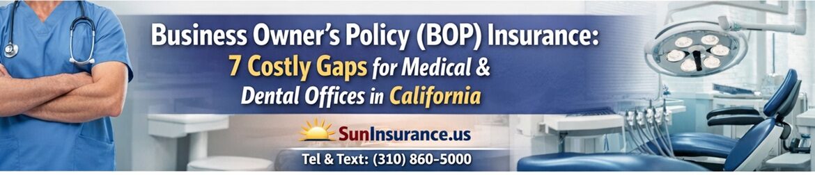Business Owner’s Policy (BOP) Insurance: 7 Costly Coverage Gaps for Medical & Dental Offices in California Business Owner’s Policy BOP insurance for medical and dental offices in California including Los Angeles Beverly Hills Santa Monica Irvine Pasadena Glendale Malibu Torrance Long Beach Pomona San Bernardino Riverside