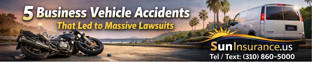 Business vehicle accident involving van and motorcycle illustrating liability risks and the need for Commercial Auto Insurance California coverage