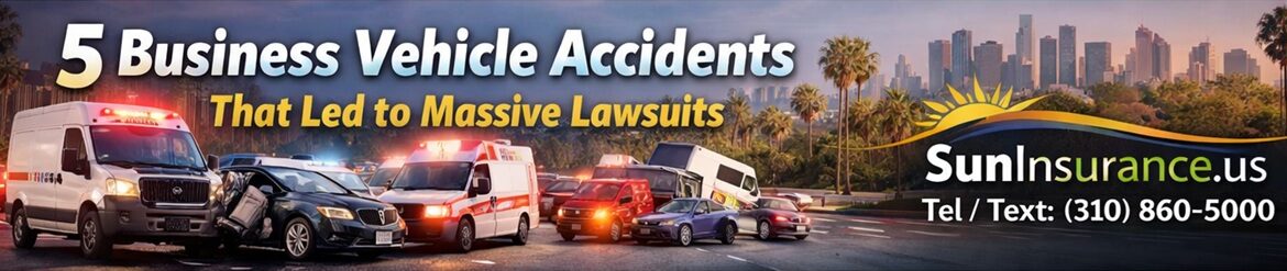 5 Business Vehicle Accidents That Led to Massive Lawsuits – Commercial Auto Insurance California protection for businesses in Los Angeles, Santa Monica, Beverly Hills, Malibu, and Irvine by SunInsurance.us