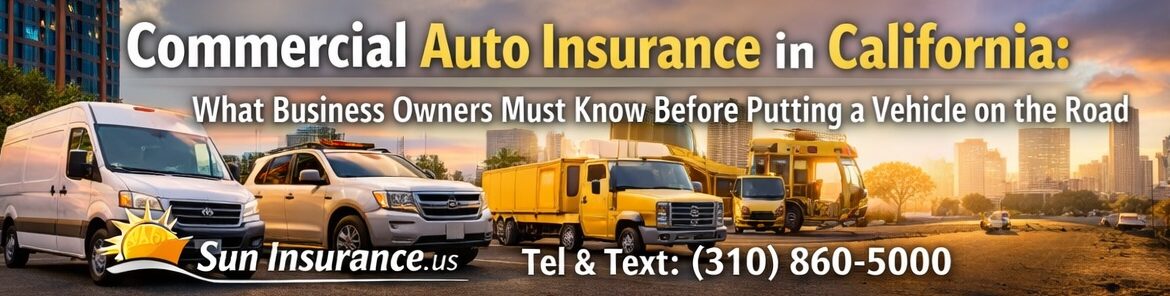 Commercial auto insurance in California protecting business fleet vehicles including vans trucks and service vehicles