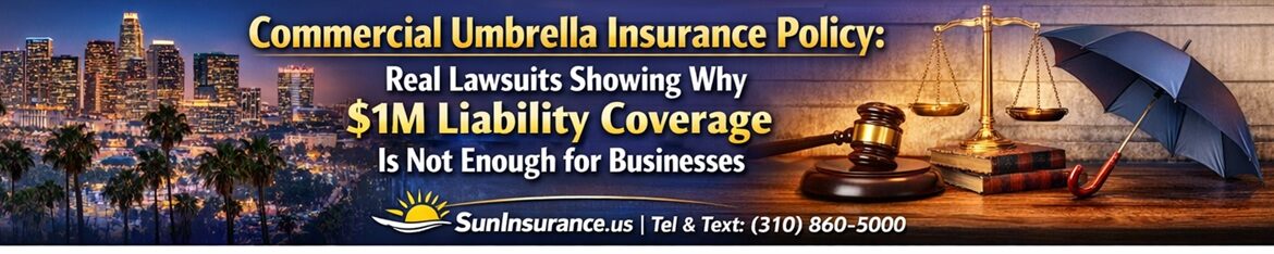 Commercial umbrella insurance policy California protecting businesses in Los Angeles, Beverly Hills, Santa Monica, and West Hollywood from lawsuits exceeding $1M liability coverage