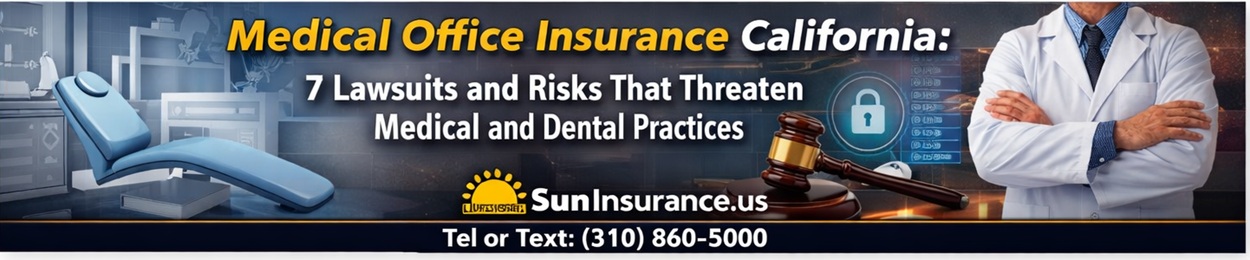 Medical Office Insurance California: 7 Lawsuits and Risks That Threaten Medical and Dental Practices Dental office insurance California with cyber liability protection for practices in Santa Monica, Beverly Hills, Los Angeles, and West Hollywood handling patient data