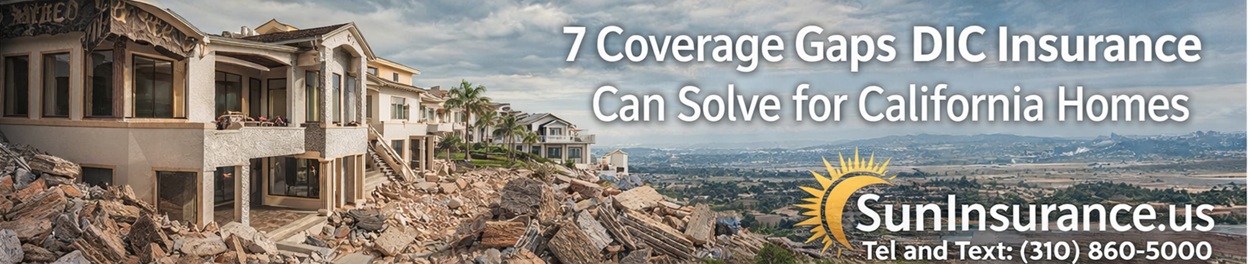 Luxury homes damaged by landslide in California hills illustrating the need for Difference in Conditions insurance for homeowners in Beverly Hills, West Hollywood, Santa Monica, and Los Angeles.