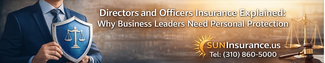 Business executive holding legal protection shield symbolizing Directors and Officers Insurance for leadership liability protection in California