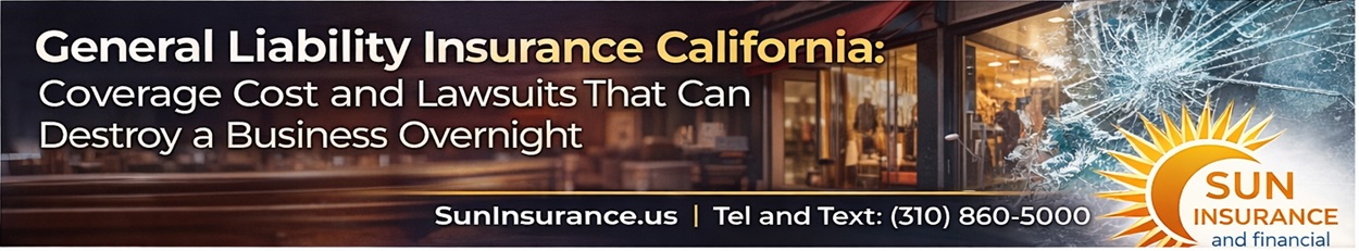 General Liability Insurance California: Coverage Cost and Lawsuits That Can Destroy a Business Overnight General Liability Insurance California banner for claims protection in Irvine, Santa Ana, Pasadena, Glendale, Malibu, Torrance, Long Beach, and Southern California
