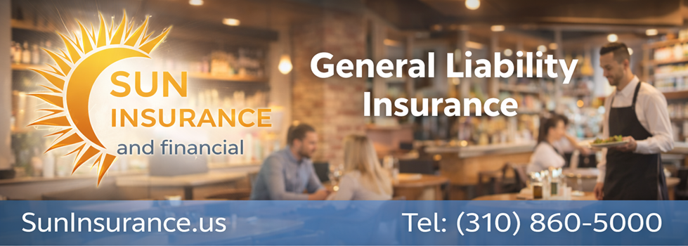 Restaurant owner and manager reviewing operations on a tablet in a busy kitchen promoting General Liability Insurance for restaurant businesses from Sun Insurance & Financial.