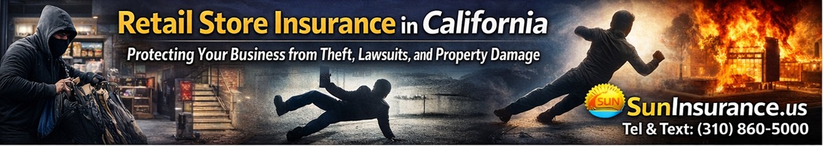 Retail business insurance in California covering shoplifting, customer injuries, and liability lawsuits