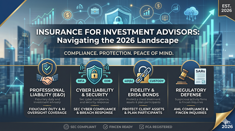 Investment advisor reviewing client portfolio risk with Errors and Omissions insurance coverage in California including Los Angeles, Beverly Hills, Santa Monica, Irvine, and Pasadena financial advisory offices